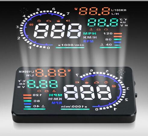 Universal 5.5'' A8 Car HUD Head Up Display OBD2 GPS speedometer