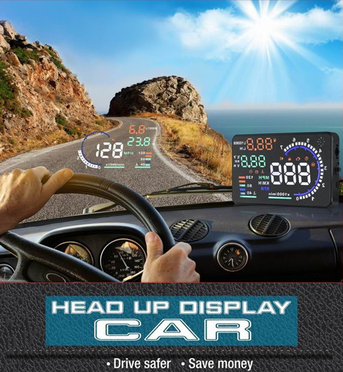 Universal 5.5'' A8 Car HUD Head Up Display OBD2 GPS speedometer